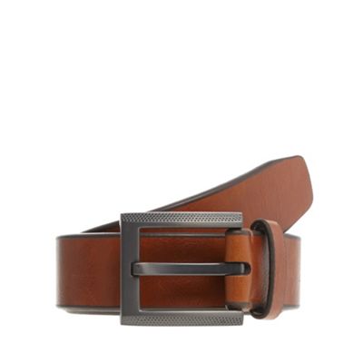 Jeff Banks Designer tan leather perforated buckle belt